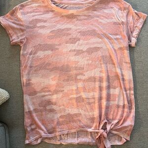 Lucky Brand Pink Tie-Front Short Sleeve T-Shirt
